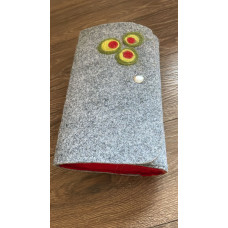 Kadın Çanta - Keçeden Yapılma Keçe İşi ile Süslenmiş Yanları Kırmızı Keçe Detaylı Portföy Çanta (KC-2002)